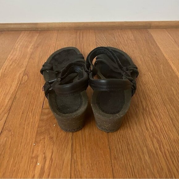 Teva Women’s Ventura Cork Black Brown Ankle Strap Wedge Leather Sandals Size 8 - Picture 4 of 6